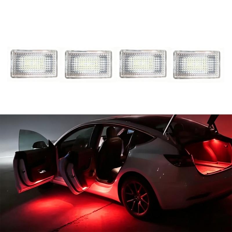 Trunk and Door Light Replacement Set, 4 LED Cabin Lamps for Footwell Courtesy and Front Trunk Lighting Use in Vehicles