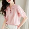 V-neck Short-sleeved Shirt for Women In Summer and Summer Temperament Puff Sleeve Top Versatile and Fashionable Shirt