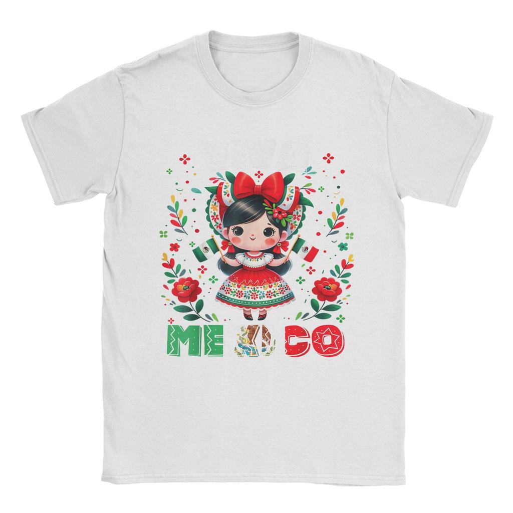 Unique Viva Mexico Mexican Girl Flag Independence Day T-Shirt T-Shirt for Men Crew Neck T Shirt  Short Sleeve Tees Tops