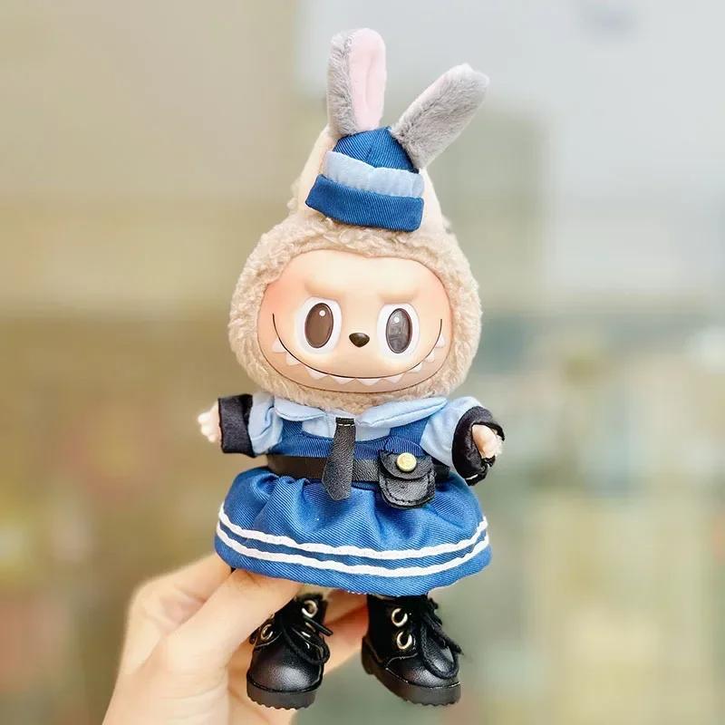 17cm Kawaii Labubu Lisa Stejné oblečení Pád v sérii Wild The Monsters Labubu Plyšová panenka Výměna oblečení DIY Sukně Hra Vlastní
