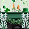 St. Patricks Day Schleife für Kranz 2X Weiß Grün Glitzer Kleeblatt Schleife Große Baumspitze Schleifen Irischer Haustürschmuck