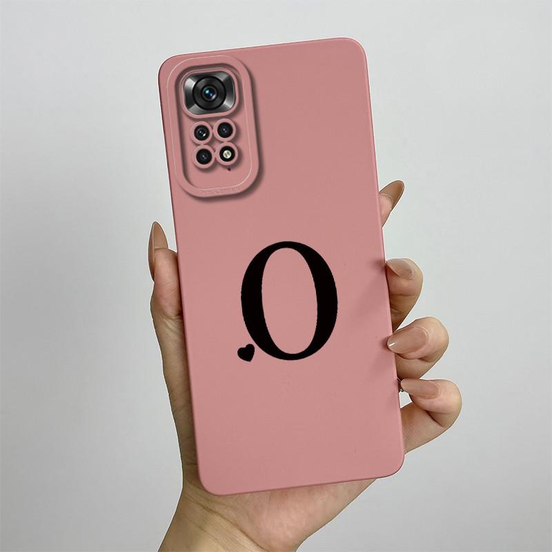For Xiaomi Redmi Note 11 11S 4G 5G Case Cute Initial Letters Soft Liquid Silicone Shell For Redmi Note11 11 S 11 Pro Funda Capa
