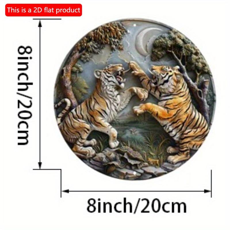 2d flat 20*20cm Tiger Sculpture Art, Wall Decor, Outdoor and Indoor Wooden Sign, Animal Theme, Home and Garden Decoration