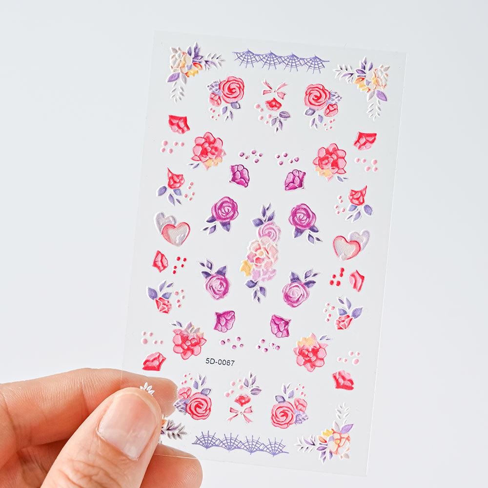 Color Relief Butterfly Nail Art Sticker 5D Three-Dimensional Butterfly Flower Adhesive Nail Decorative Relief Sticker
