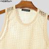 INCERUN Zweiteilige Herren Hollow Ärmellose Tanktops und Shorts Strandoutfits Sets 2PCS