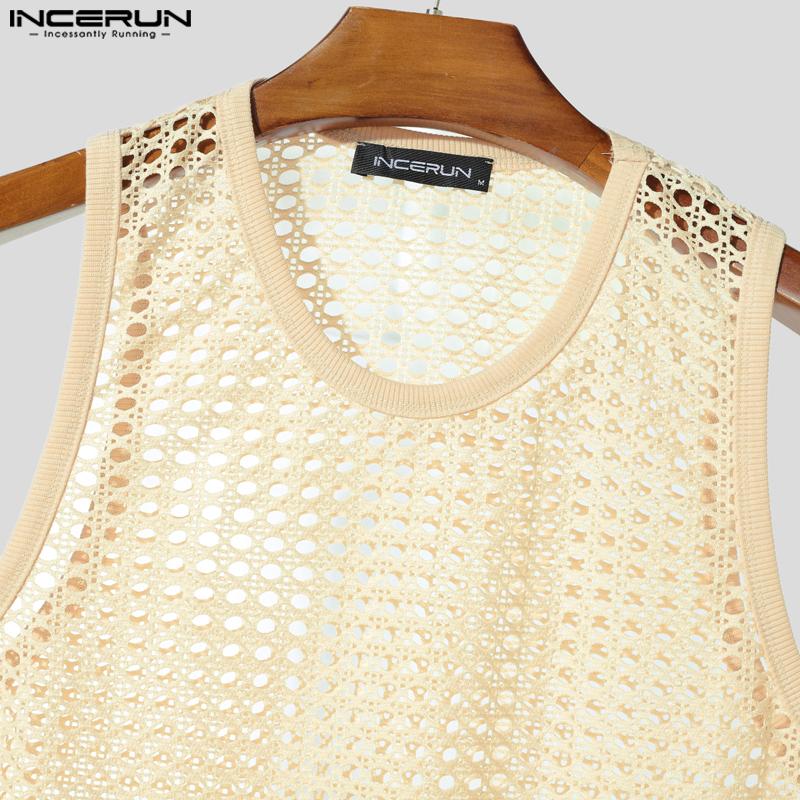 INCERUN Zweiteilige Herren Hollow Ärmellose Tanktops und Shorts Strandoutfits Sets 2PCS