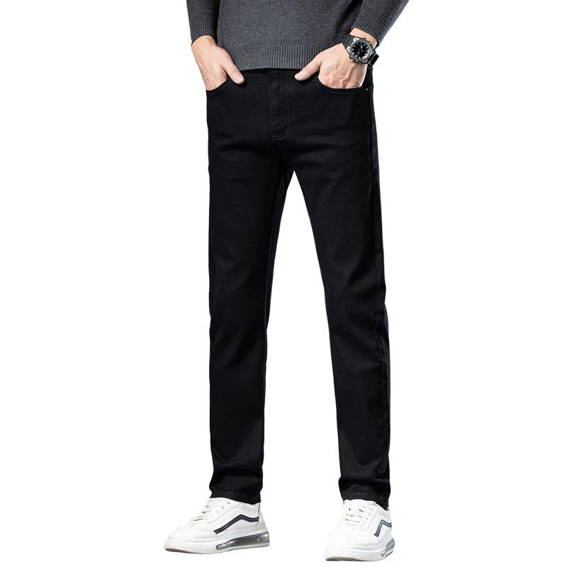 Autumn and winter velvet thickened men's jeans trendy youth loose elastic slim straight long pants