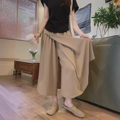 Kadınlar için Yüksek Belli Yırtmaçlı Yaz Etek Pantolon - 8/9 Boy, Büyük Beden, Günlük Stil