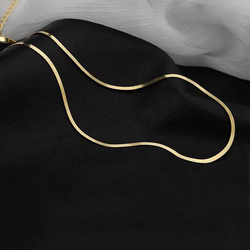 S925 Sterling Silver Elegant Snake Bone Chain Necklace - Women's Minimalist Clavicle Jewelry