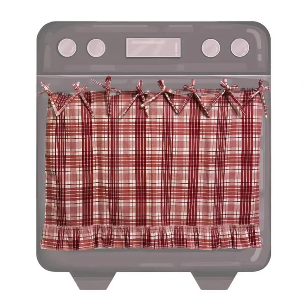 

Ruffle Trim Oven Skirt Heat-Resistant Oven Cover Pastoral Style Oven Door Curtain Cottage Kitchen 61x46cm-Style 1