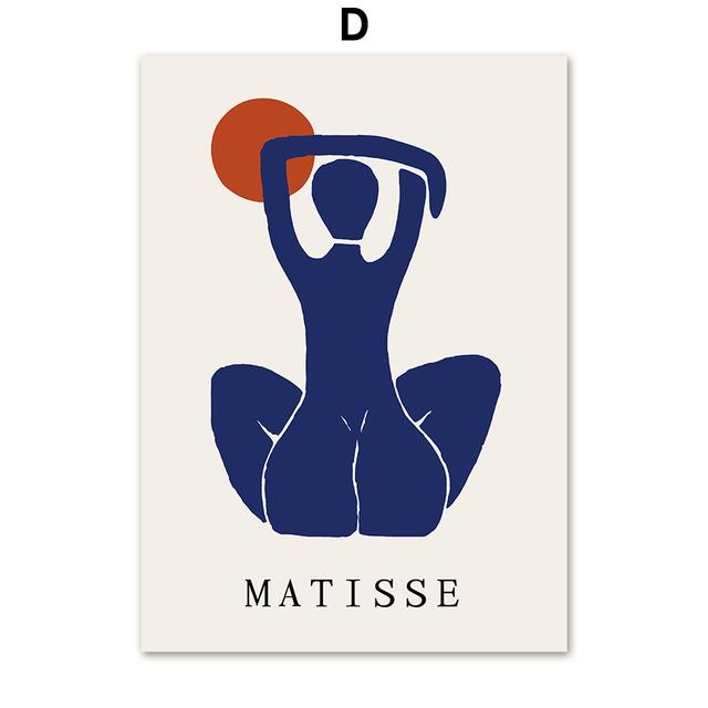 Blue Matisse Abstract Dove Coral Girl Sun Wall Art Canvas Painting Nordic Posters And Prints Wall Pictures For Living Room Decor