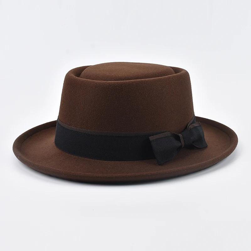 Cappello Jazz in Feltro a Tesa Arrotolata Vintage per Uomo Donna Cappello Pork Pie a Tesa Corta Cappello Trilby Fedora da Gentleman