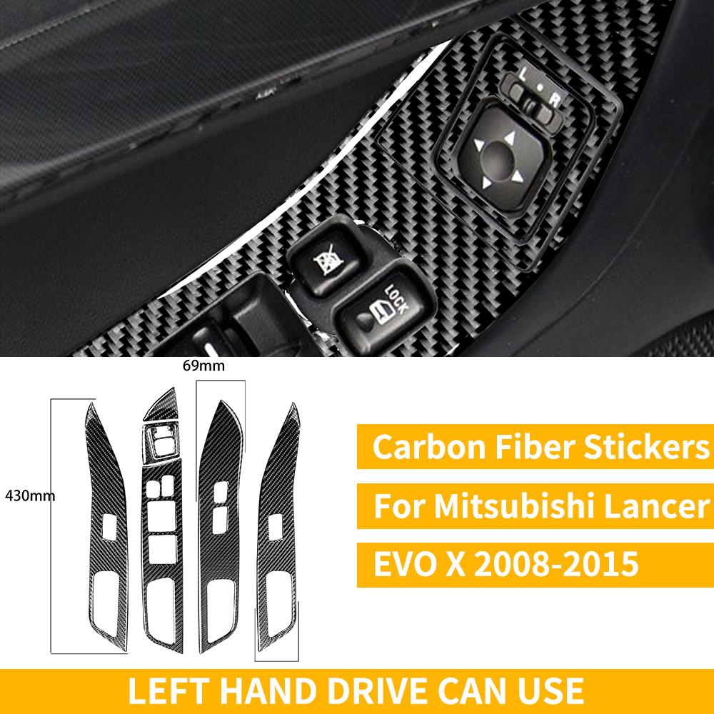 For Mitsubishi Lancer EVO X MR 2008-2015 Carbon Interior Trim Sticker Set Speedometer Window Lifting Storage Car Accessories