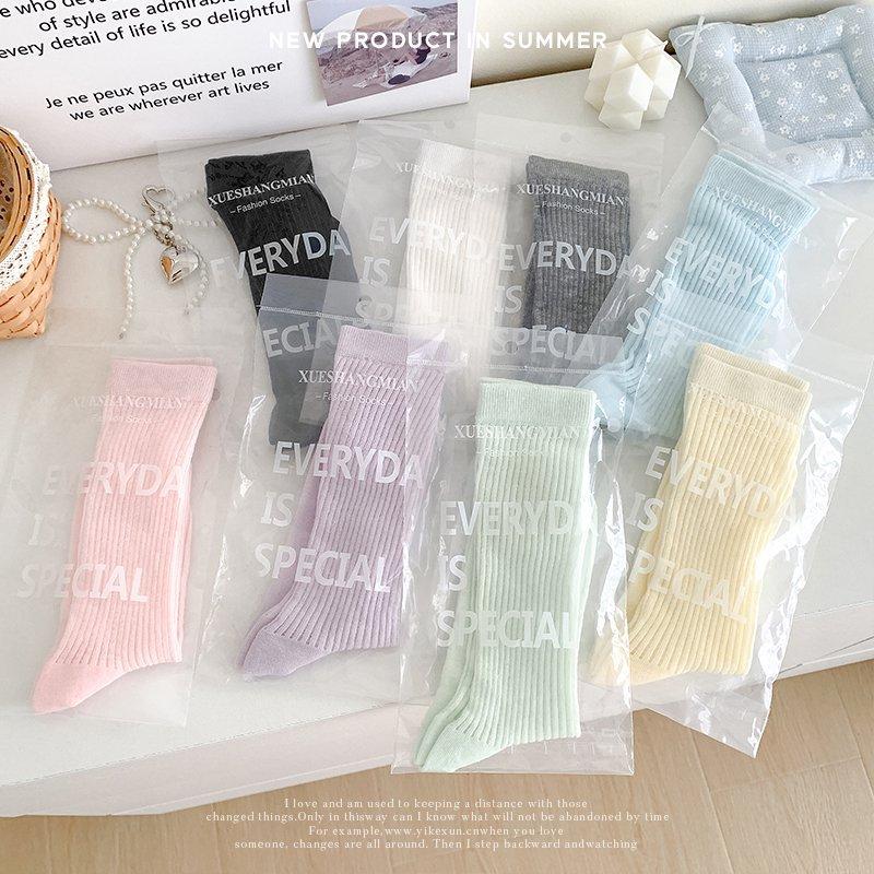 

Ballet-style Socks for Spring and Summer, Thin Vertical Stripes for Slimming, Pile Pile Socks for Girls, Solid Color Long Tubes :1 pair чорний