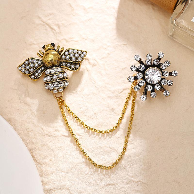 Модные броши-булавки в форме пчелы с кисточками на металлической цепочке, мужские, для костюма, рубашки, женские украшения A2