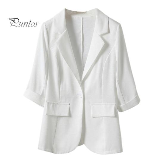 

Женский летний костюм, пальто с лацканами, рукав 3/4, облегающий повседневный пиджак, однотонное солнцезащитное пальто с одной пуговицей и карманами с клапанами 3XL белый