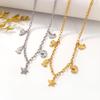 Gold-Plated Titanium Ocean-Inspired Necklace & Bracelet Set with Starfish and Fish Pendants - Versatile Women's Jewelry