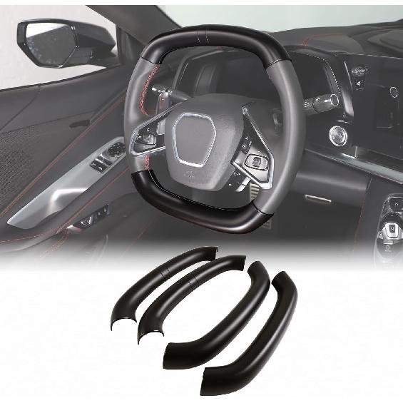 

Car Steering Wheel Cover Compatible with Corvette C8 Stingray 2020 2021 2022 2023, Segmented Anti-Skid Steering Wheel Protector Interior Accessories матовый черный