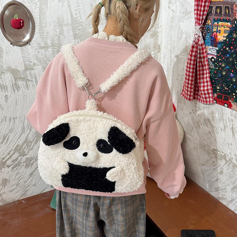 Cute doll rice ball backpack 2025 new cartoon doll plush bag multi-functional portable shoulder bag