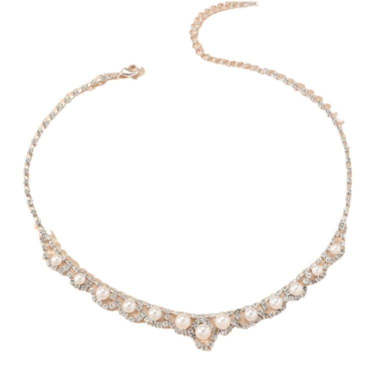 BLINGBAY Women's Pendant Necklace with Diamond Hollow Pearl Necklace Shining Fashion Clavicle Chain Light Luxury High-end Necklace Girl Birthday Gift