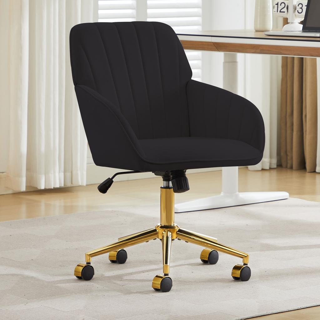 Height-Adjustable Office Swivel Chair for Home and Bedroom, Ergonomic Swivel Chair with Backrest, Suitable for Long Sitting. Black