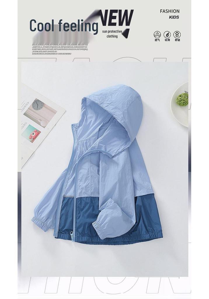 2026 Kids' UV Protection Lightweight Ice Silk Color Block Sunshade Jacket