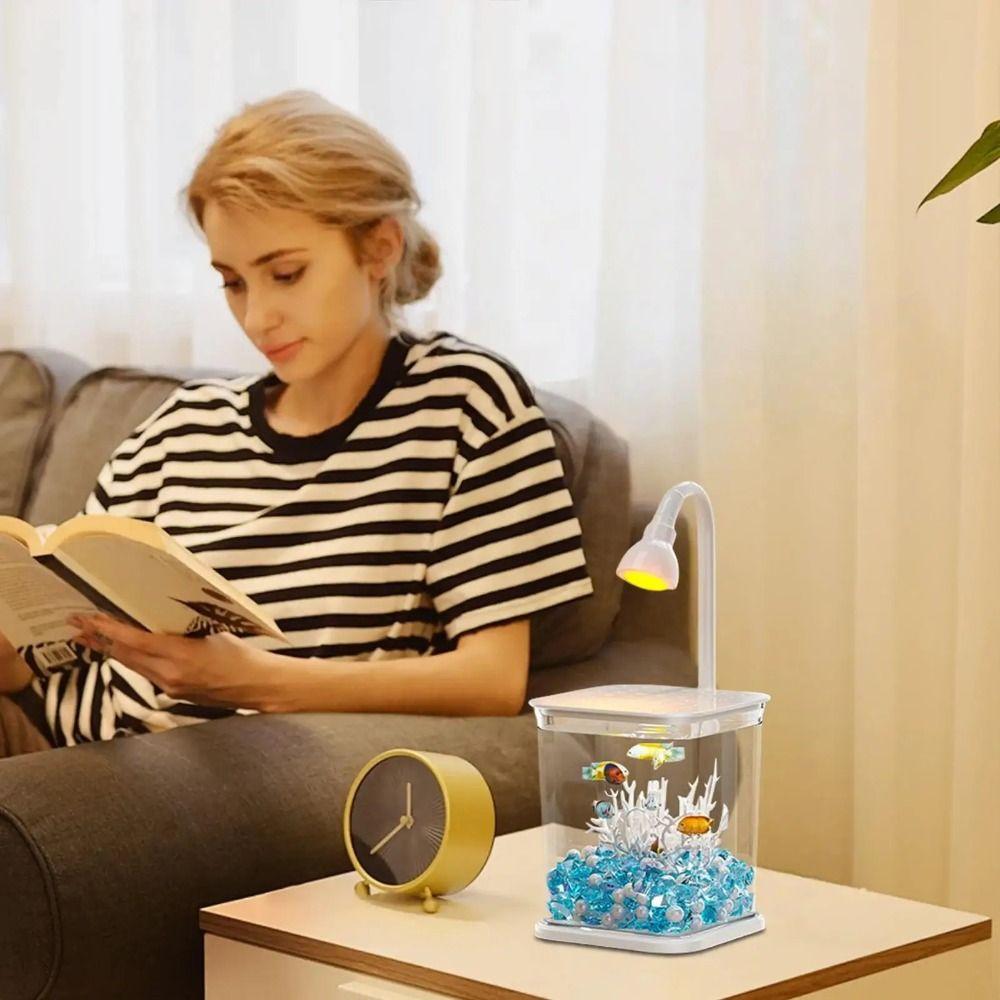 INS Mini Desktop Fish Tank Breathable Small Betta Fish Tank Goldfish Tank  for Home Living Room