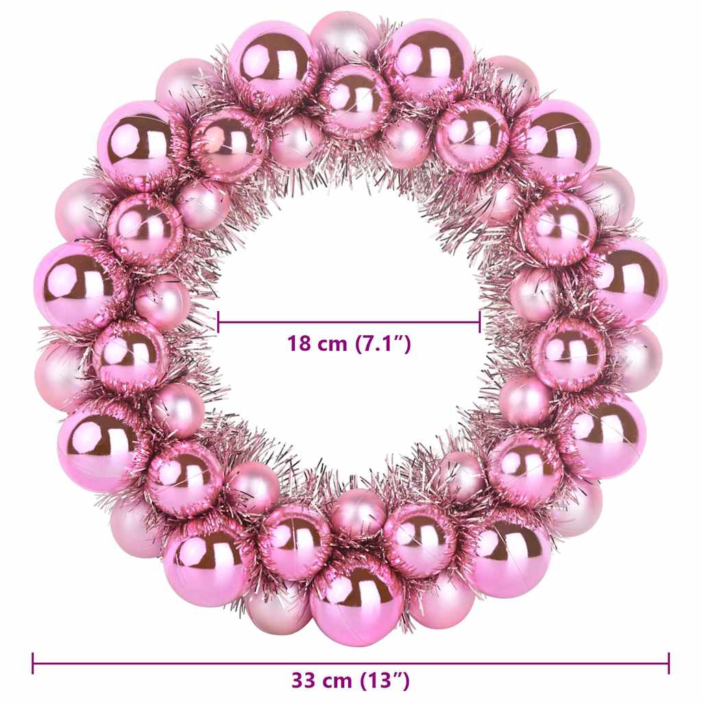 Christmas Ball Wreaths 2 pcs Pink 33 x 33 x 7 cm Polystyrene