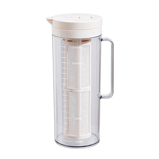Large Cold Water Pitcher, 2000ml Flip Lid Dispenser for Fridge Side Door, BPA-Free Leakproof Jug with Infuser for Fruit Tea