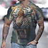 Animal Tiger T-shirt 3D Printed T Shirts Men Fashion Casual Streetwear T-shirt Short-sleeved Loose Oversized Top Tee Clothing