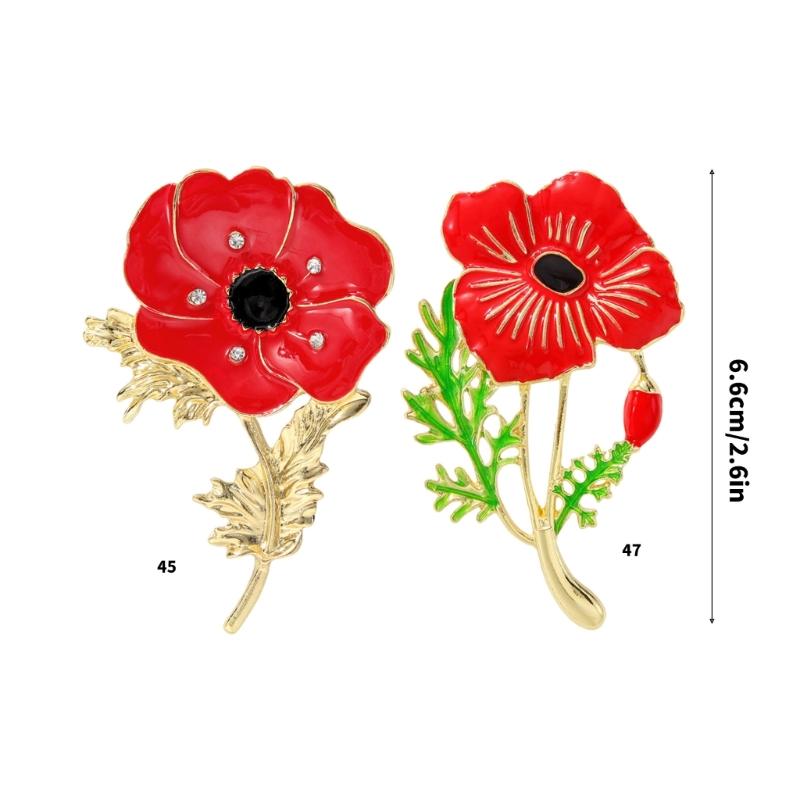 Enamel Poppies Flower Brooch Unisex Plant Pin Elegant Banquet Party Lapel Pin Accessory Gift for Fashion Forward Women