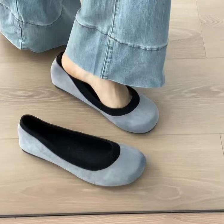 Fashion Spring Ladies Shoes Shallow Women's Flats Fashion Leopard Round Toe Casual Flat Shoes Color Matching Flat Slip On Solid Zapatos