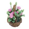 1:12 Scale Miniature Clay Flower Simulation Carnations Cane Basket Doll House Decoration