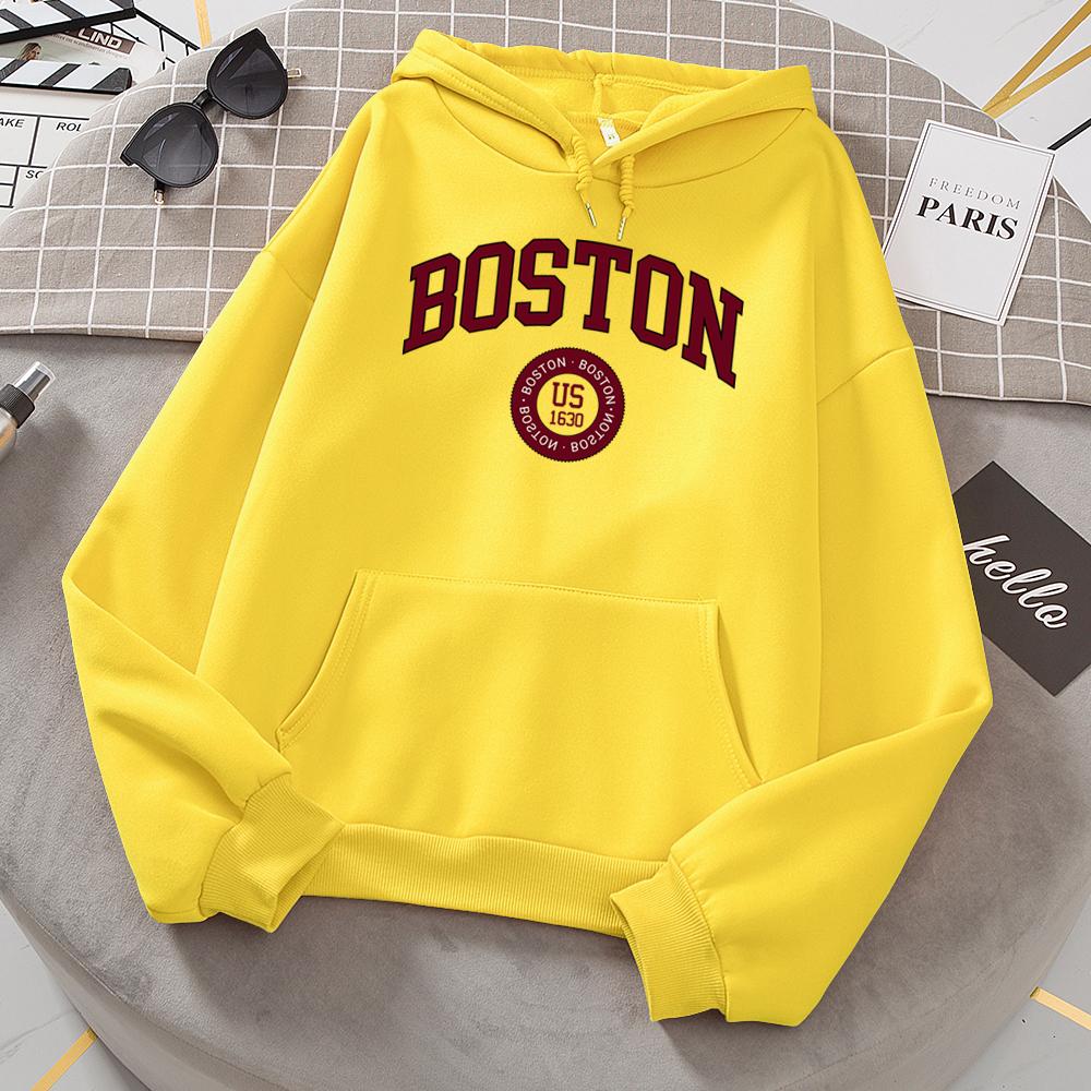 Boston City Us Gegründet 1630 Hoodies Frauen Warm Bequeme Pullover Mode Lässig Weibliche Mit Kapuze Basic Sweatshirt