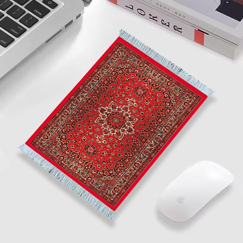 Woven flower Persian carpet small coaster wholesale merchants mouse pad desk mat retro style rubber non-slip computer desk mats