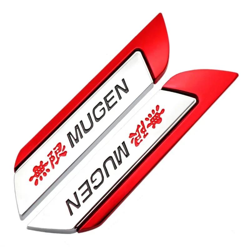 1Pairs 3D Metal MUGEN Logo Side Fender Blade Car Emblem Badge Sticker Decals For Honda Civic Odyssey Accord CR-V FIT City ajb256