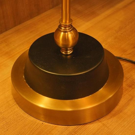 Brass Metal Table Lamp for Study Office Desk Reading Black Polished with Adjustable Head and Body, LED Light with Wired ON Off Switch Gift