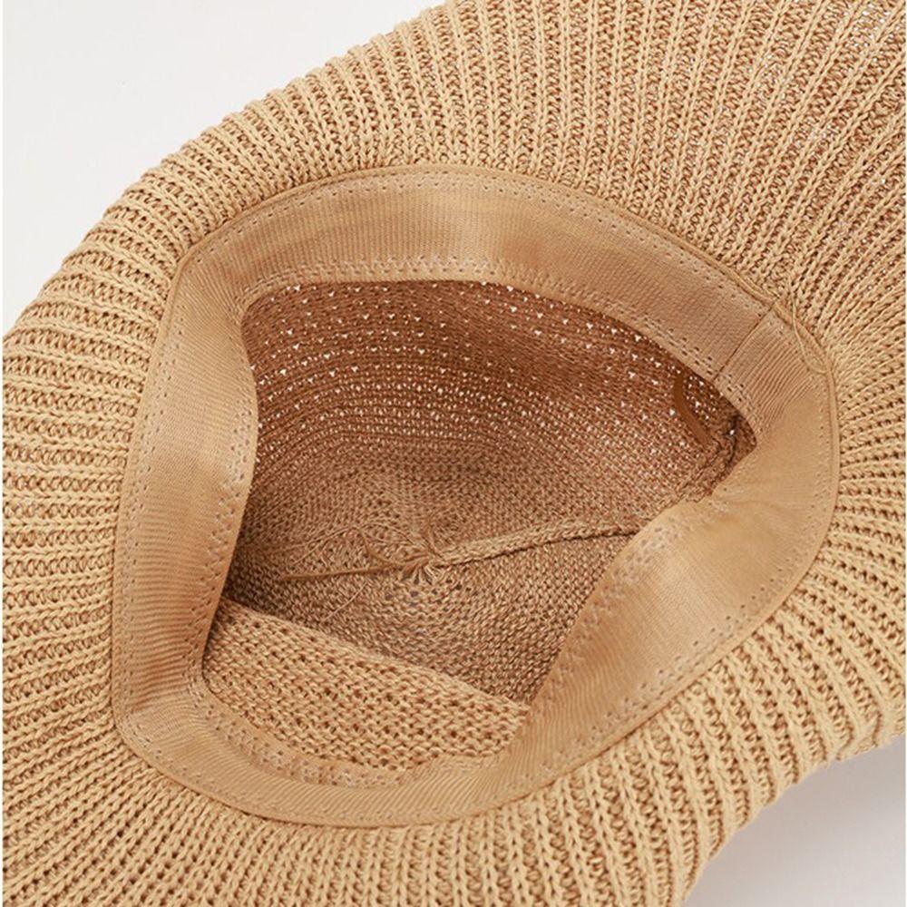 Magnetic Buckle Wide Brim Bucket Hat Thin Straw Female Sunshade Visors Summer Outing