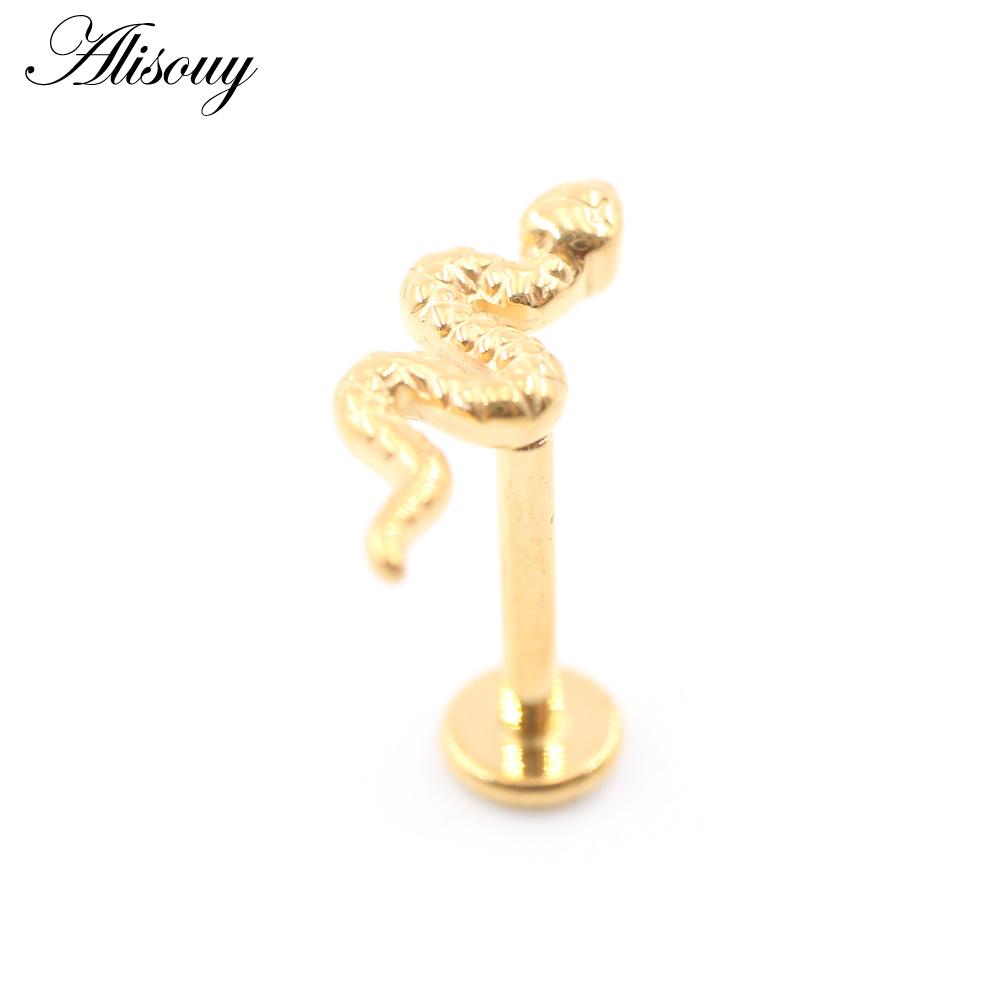 1PC Titanium Starfish Snake Scissor Hammer Moon Zircon Labret Lip Stud Ring Ear Tragus Cartilage Earrings Body Piercing Jewelry