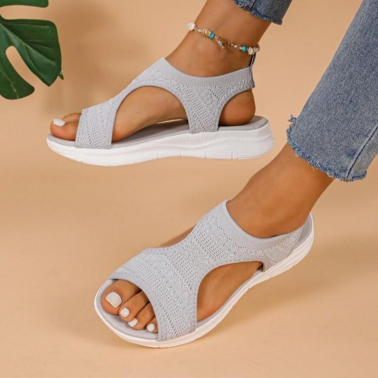 Summer Fish Mouth Casual Foot Cover Fly Knitting Sandals Flat Comfortable Sports Casual Sandals Women