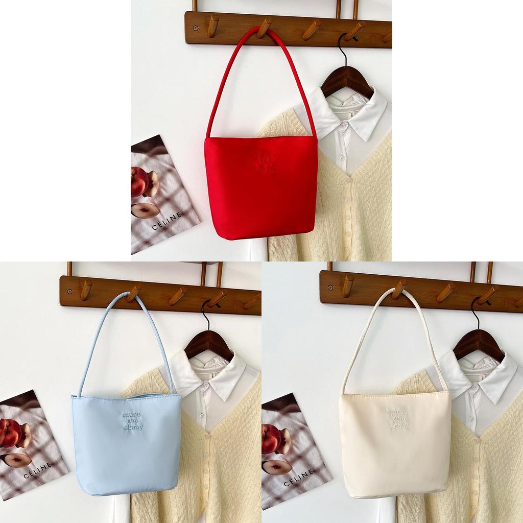Water Bucket Bag For Women With Embroidery Nylon Casual Small Crossbody Purse For Daily Use