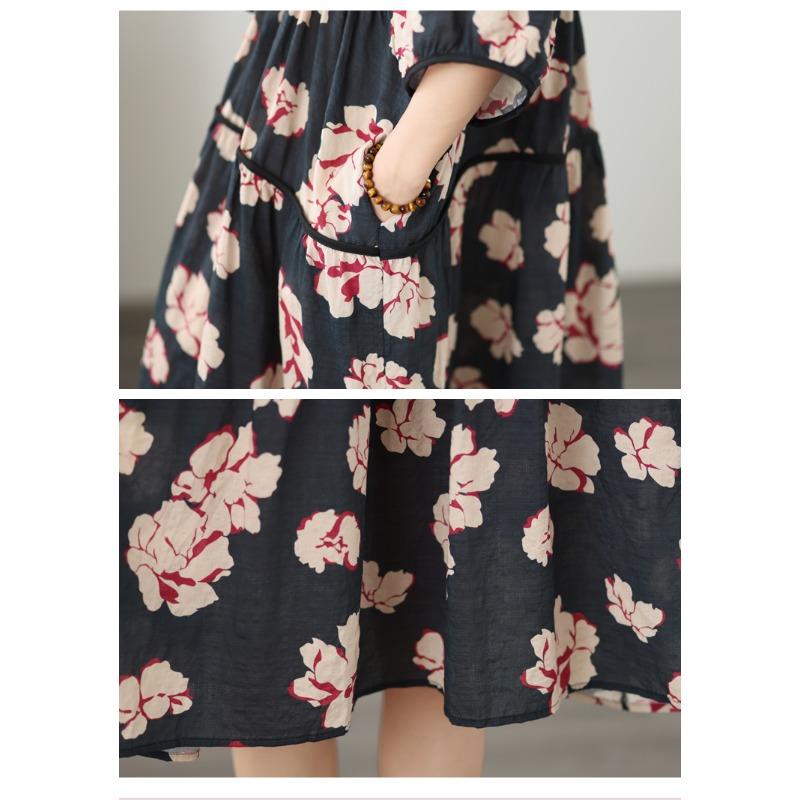 DIMANAF New 2026 Women Plus Size Summer Beach Print Long Dress Sundress Loose Oversize Maxi Lady Floral Cotton Dress