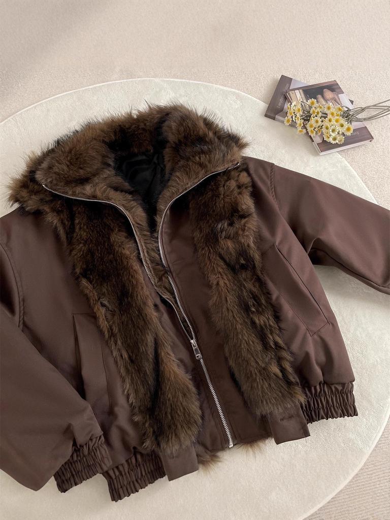 Men's Winter Mountain Eagle Faux Fur Collar Cotton Jacket - Warm, Thick, Loose-Fit Outerwear