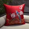 New Chinese-style Throw Pillows with Bird and Flower Embroidery Redwood Sofa Cushion Cover Large Cushion for Living Room Bed