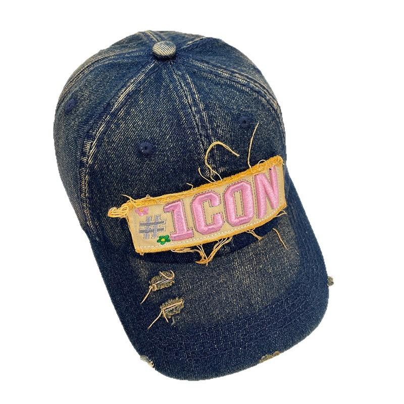 Denim Retro Washed Baseball Cap With Letter Embroidery Design For Use Outdoor