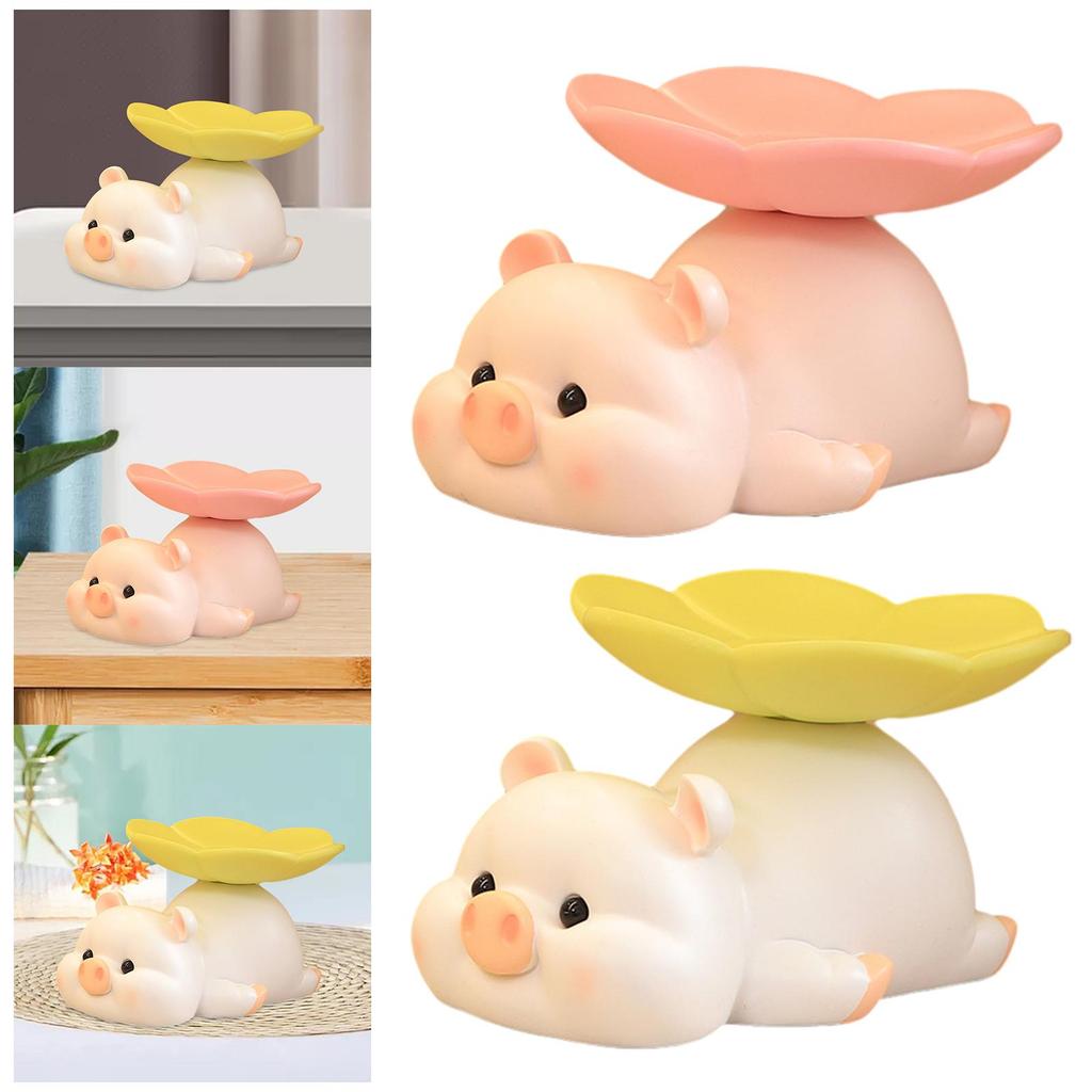 Pig Statue Desk Storage Tray Modern Cute Creative Entryway Key Holder for Table Cabinet Living Room Bedroom Home Decoration