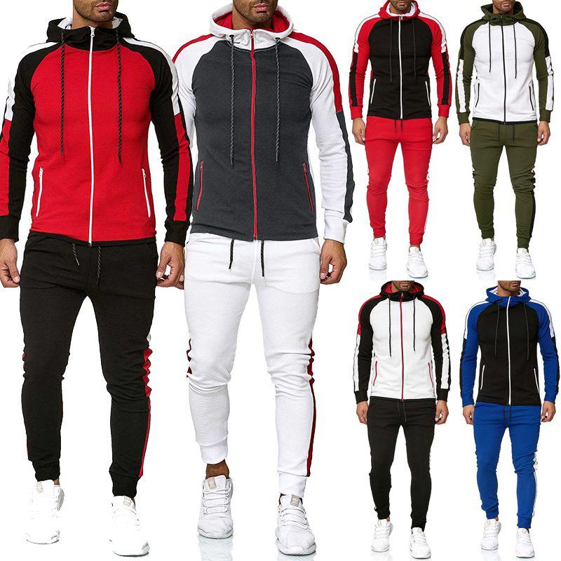Mens Jogging Tracksuit Hoodie Coat Jacket Trousers Pants Sports Sweat Suit Set