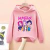 Demone Hunter Girl's Pink Hooded Streetwear Autumn Cute Anime Baby Pullover Kids Y2K Kawaii Long Sleeved T-shirt Casual Clothes