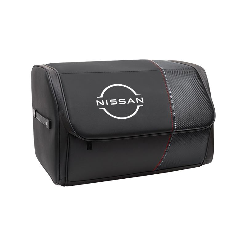Caja Organizadora de Cuero con Logo de Coche Estuche de Almacenamiento para Maletero de Coche Para Nissan Qashqai J10 J11 Navara Juke GTR 350z Patrol Leaf X-trai