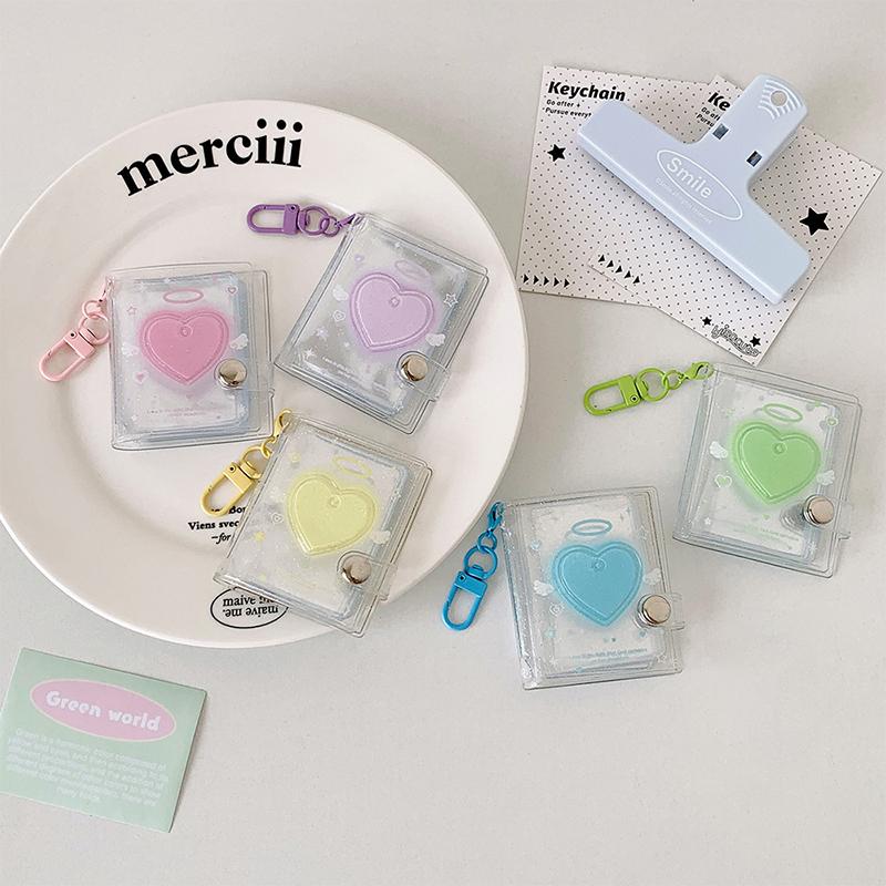 32 Pockets Photo Album 2 Inch Love Heart Hollow Picture Storage Case Keychain Kpop Card Binder Name Card Book Photocard Holder